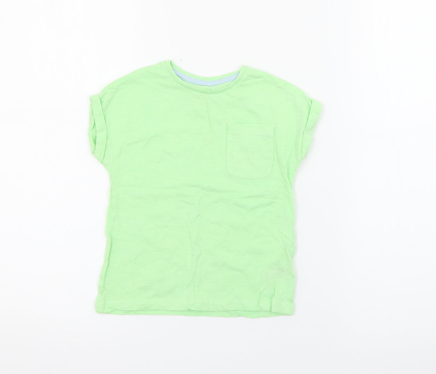 Dunnes Stores Girls Green  Cotton Pullover T-Shirt Size 2-3 Years Crew Neck