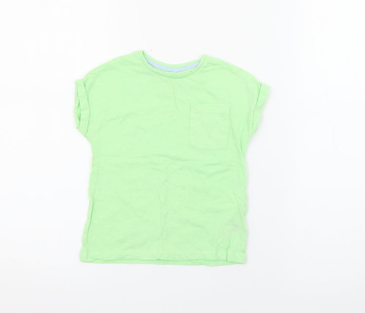 Dunnes Stores Girls Green Cotton Pullover T-Shirt Size 2-3 Years Crew Neck