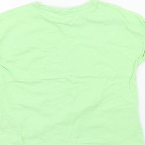 Dunnes Stores Girls Green  Cotton Pullover T-Shirt Size 2-3 Years Crew Neck