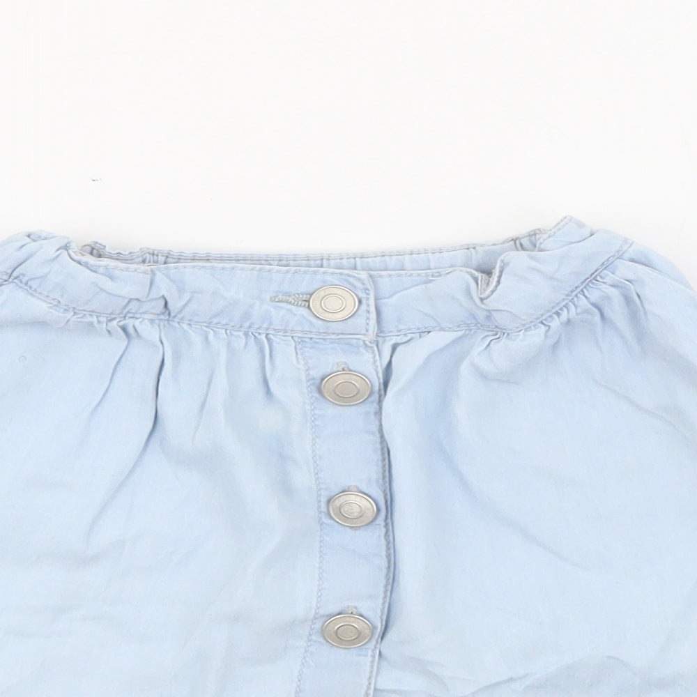 RTR Girls Blue  Cotton Flare Skirt Size 4 Years  Regular Button