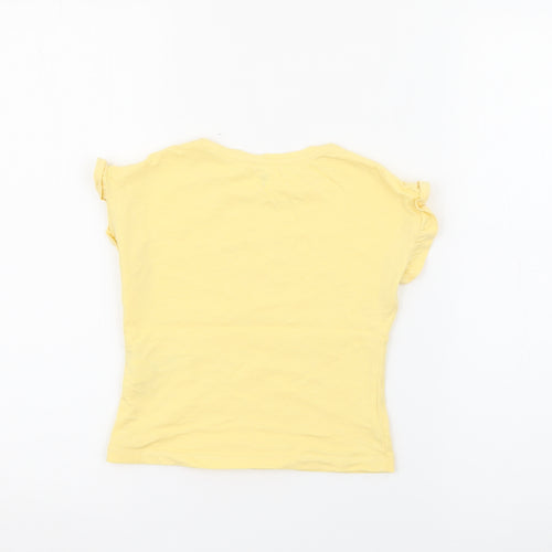RTR Girls Yellow  Cotton Pullover T-Shirt Size 5 Years Crew Neck  - Good Vibes