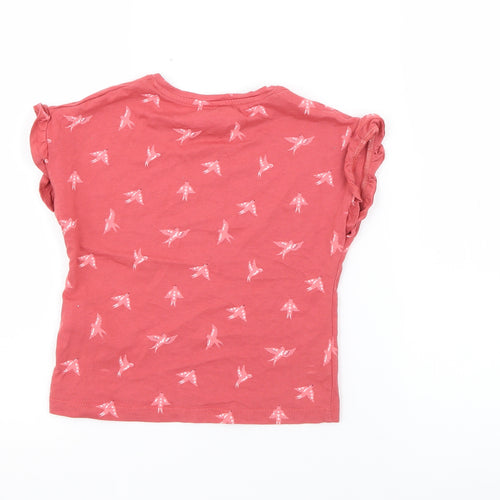RTR Girls Red Geometric Cotton Pullover T-Shirt Size 5 Years Crew Neck