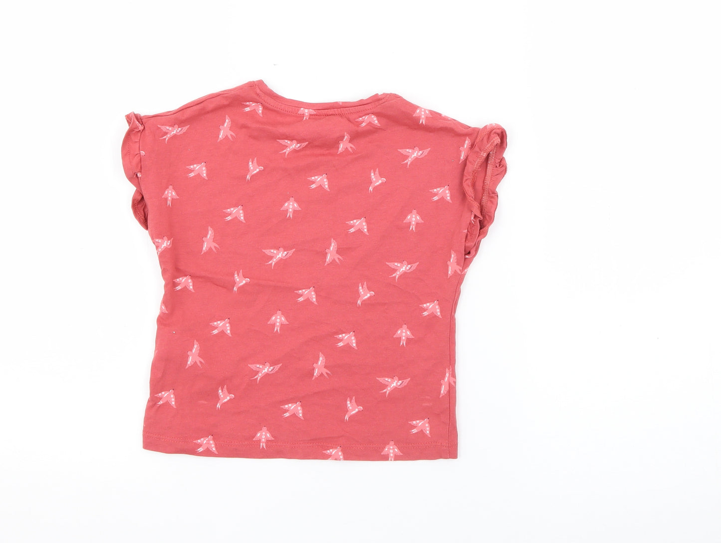 RTR Girls Red Geometric Cotton Pullover T-Shirt Size 5 Years Crew Neck