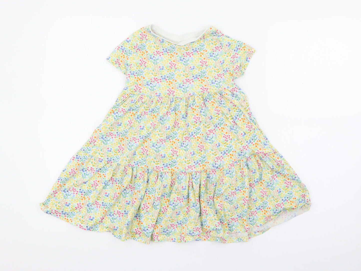 F&F Girls Multicoloured Floral Cotton Fit & Flare  Size 5-6 Years  Crew Neck