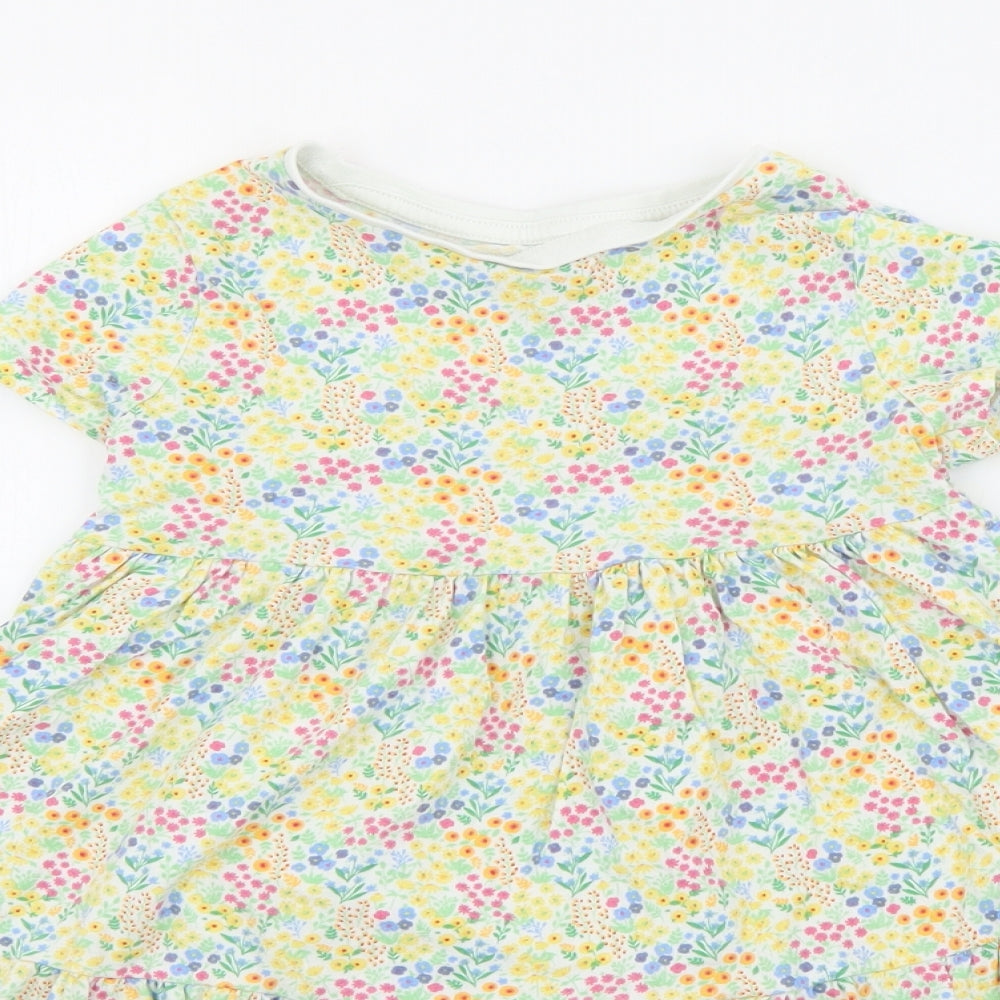 F&F Girls Multicoloured Floral Cotton Fit & Flare  Size 5-6 Years  Crew Neck
