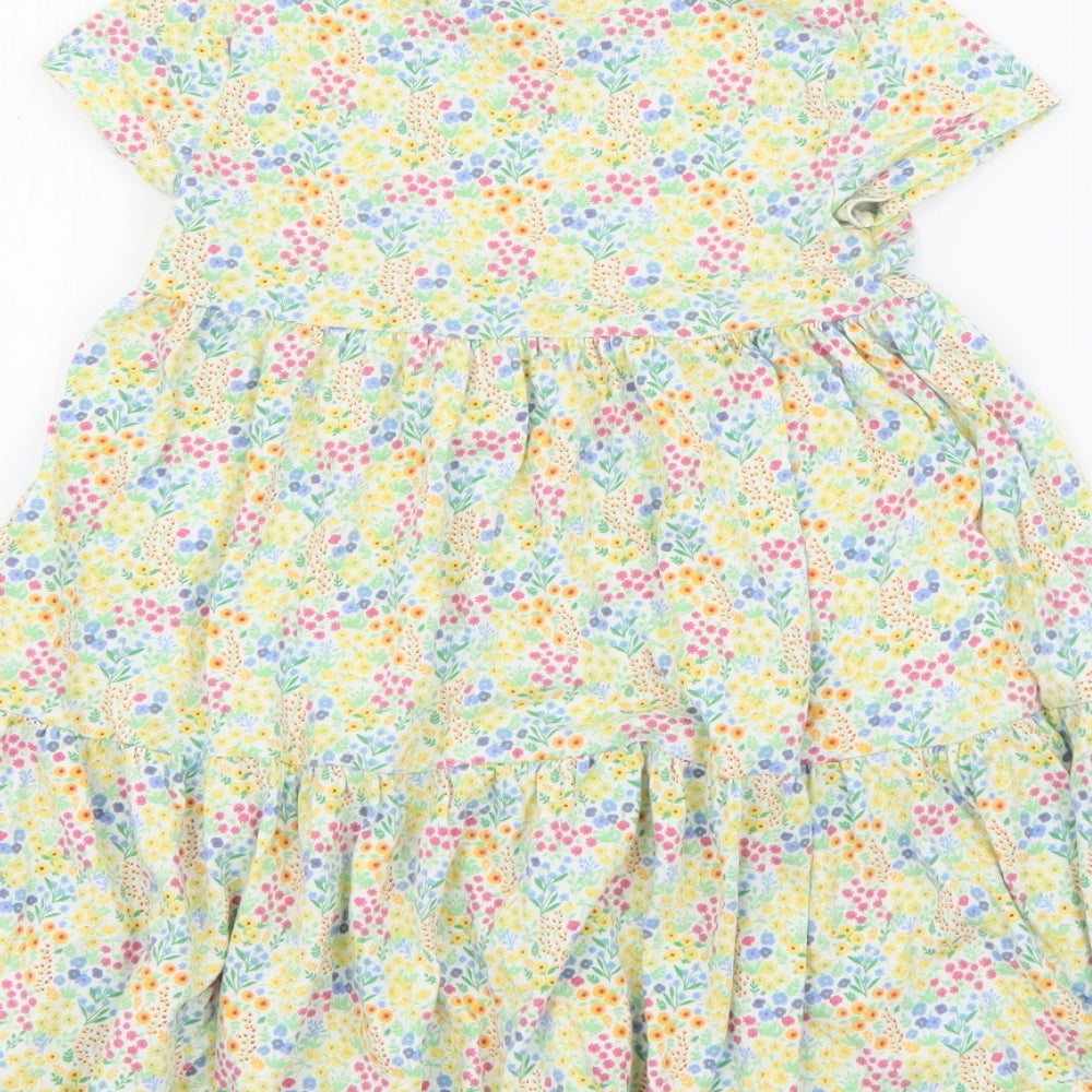 F&F Girls Multicoloured Floral Cotton Fit & Flare  Size 5-6 Years  Crew Neck