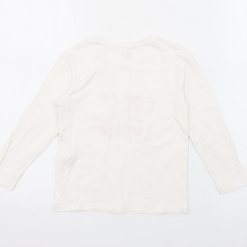 RTR Girls White  Cotton Pullover T-Shirt Size 5 Years Crew Neck  - Girls Club