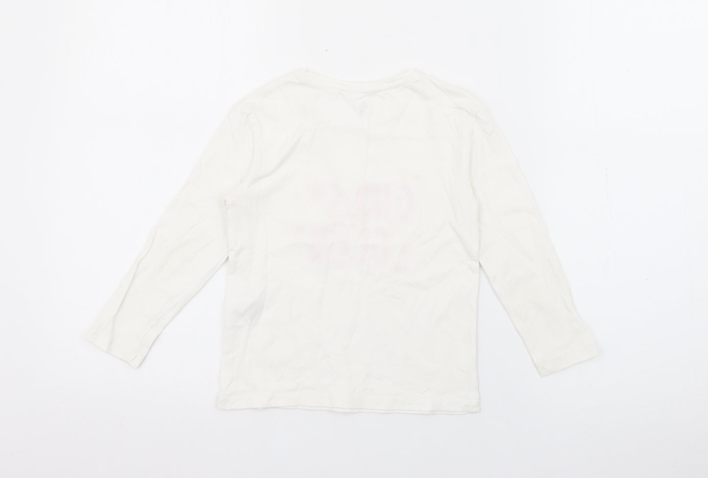 RTR Girls White  Cotton Pullover T-Shirt Size 5 Years Crew Neck  - Girls Club