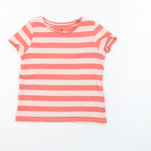 RTR Girls Pink Striped Cotton Pullover T-Shirt Size 5 Years Crew Neck