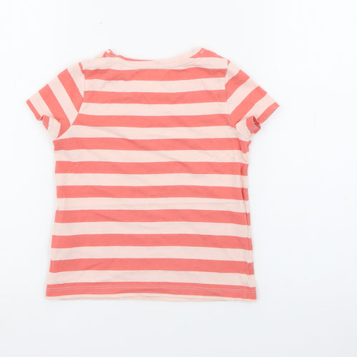 RTR Girls Pink Striped Cotton Pullover T-Shirt Size 5 Years Crew Neck