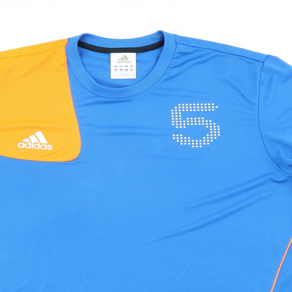 adidas Mens Blue  Polyester Pullover T-Shirt Size XL Crew Neck