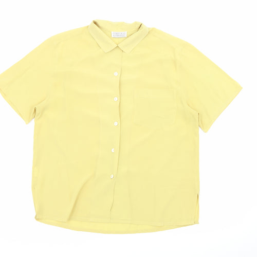 Complete Essentials Womens Yellow  Polyester Basic Button-Up Size L Collared