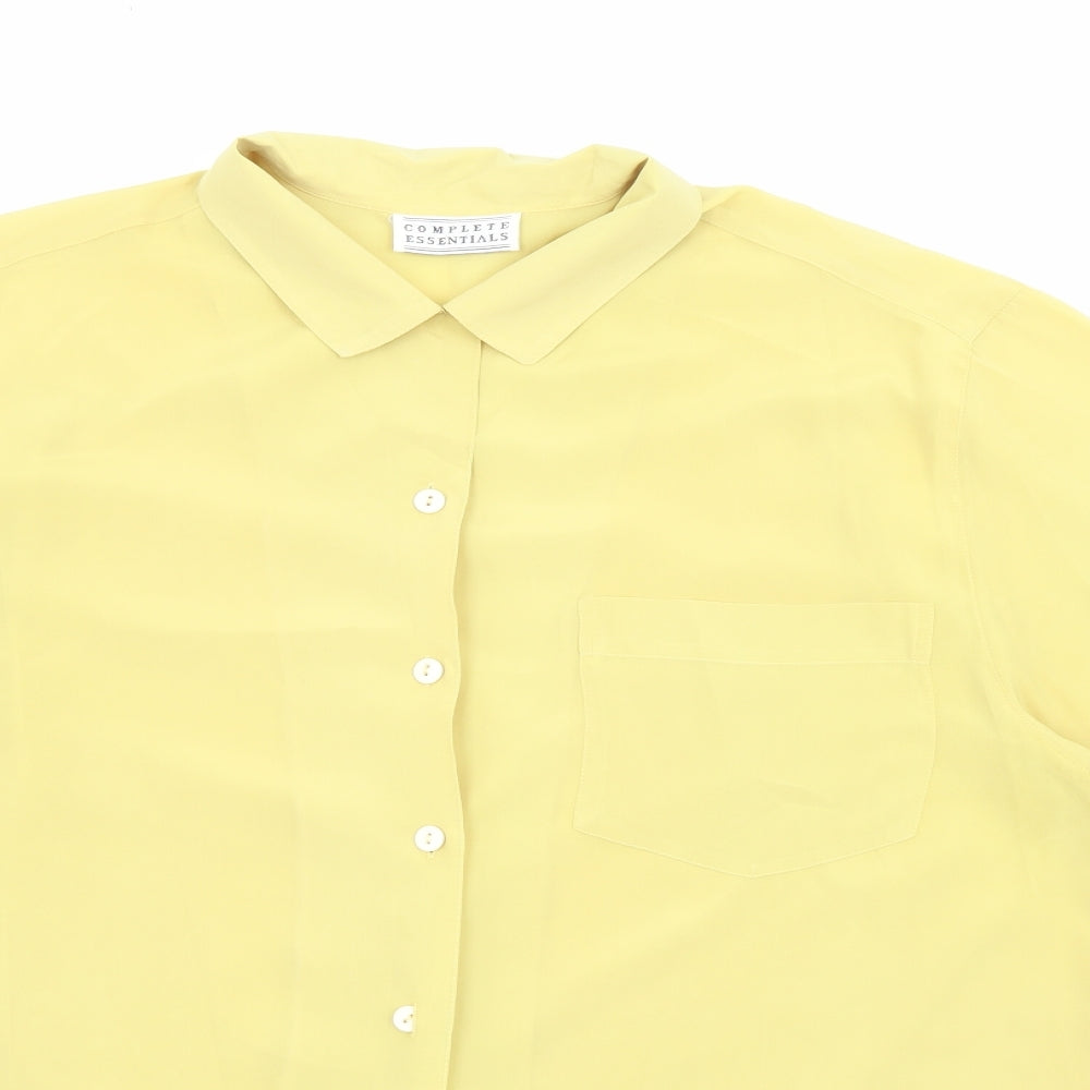 Complete Essentials Womens Yellow  Polyester Basic Button-Up Size L Collared