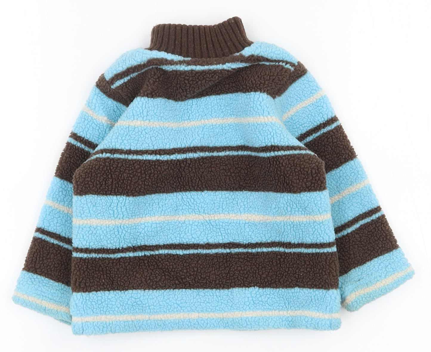 John Lewis Boys Blue Striped Acrylic Full Zip Jumper Size 9-12 Months  Zip