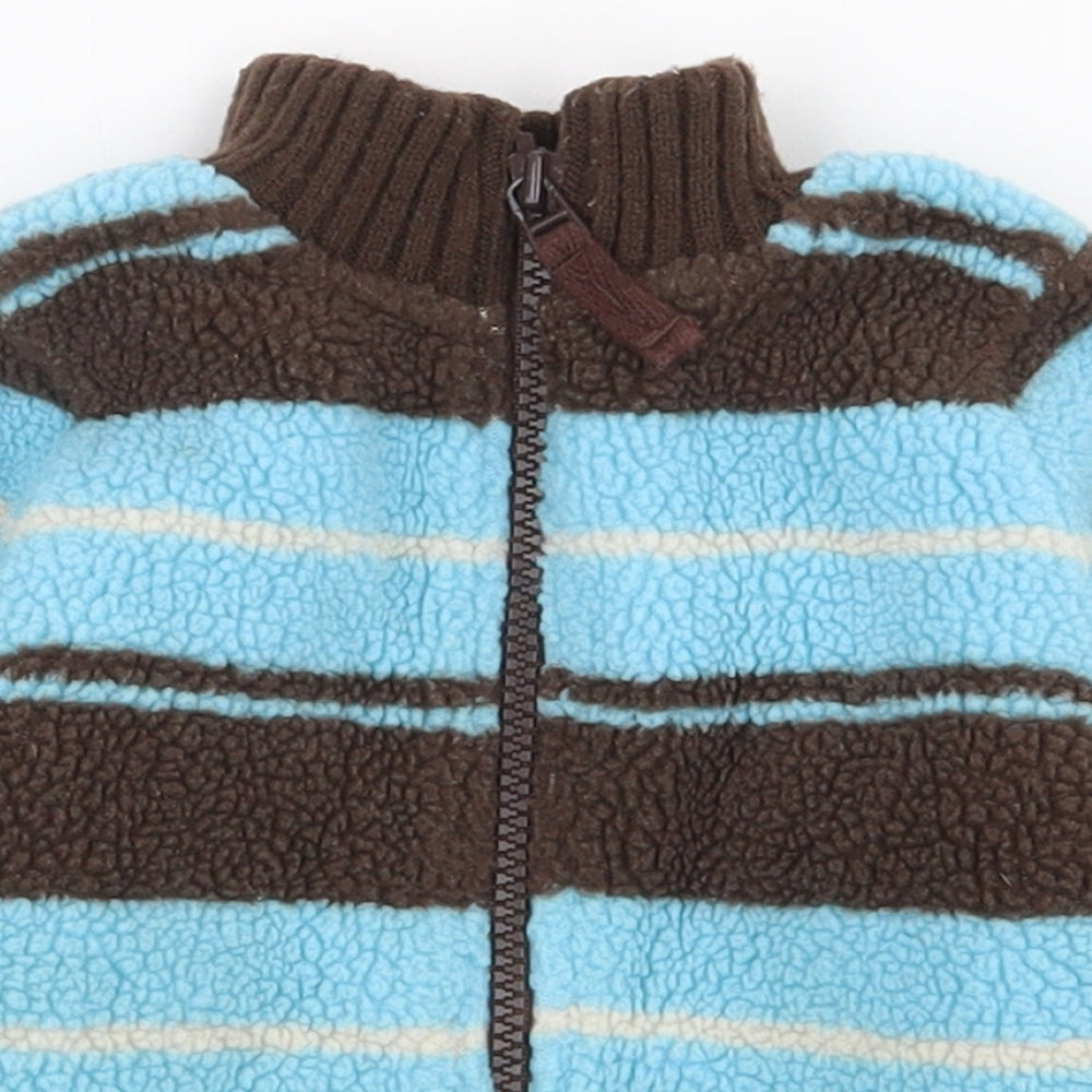 John Lewis Boys Blue Striped Acrylic Full Zip Jumper Size 9-12 Months  Zip