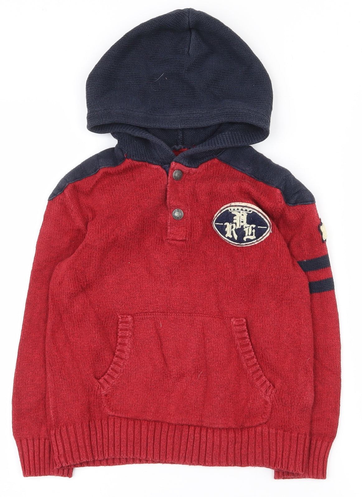 Polo Ralph Lauren Boys Red  Polyester Pullover Hoodie Size 5 Years  Snap