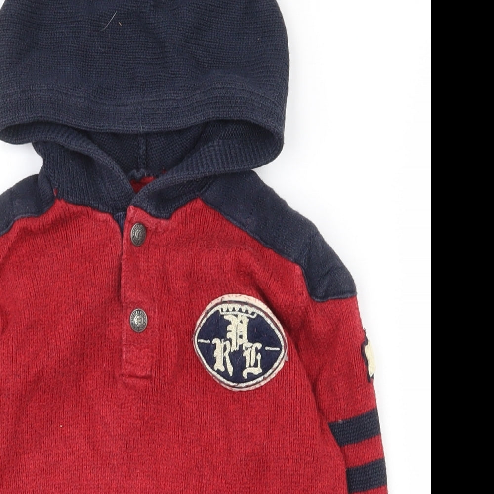 Polo Ralph Lauren Boys Red  Polyester Pullover Hoodie Size 5 Years  Snap