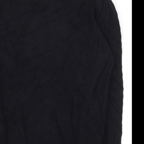 Marks and Spencer Womens Black Round Neck Striped Viscose Pullover Jumper Size 8
