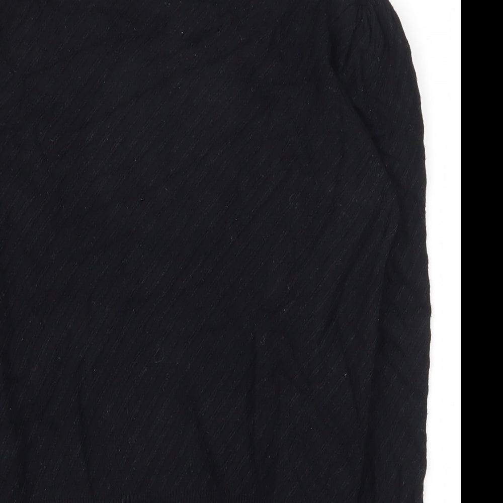 Marks and Spencer Womens Black Round Neck Striped Viscose Pullover Jumper Size 8