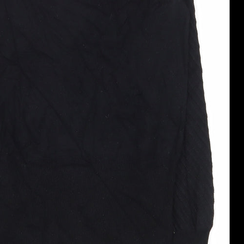 Marks and Spencer Womens Black Round Neck Striped Viscose Pullover Jumper Size 8