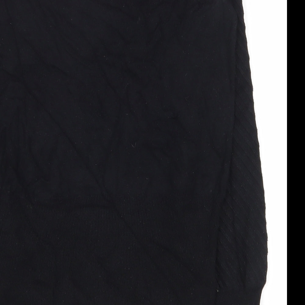 Marks and Spencer Womens Black Round Neck Striped Viscose Pullover Jumper Size 8