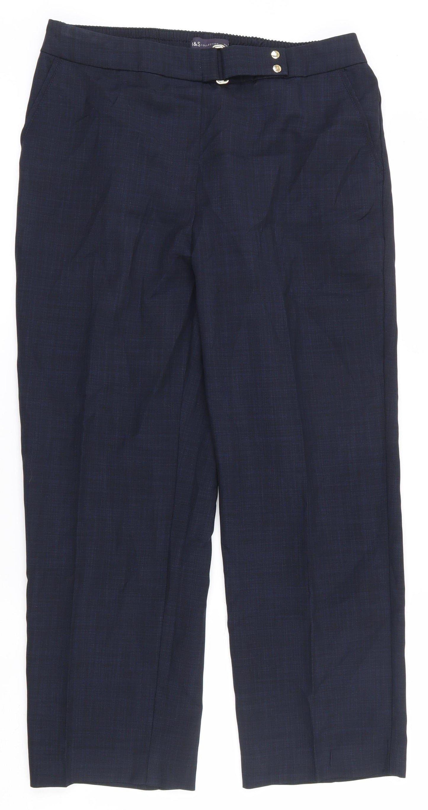 Marks and Spencer Womens Blue  Polyester Capri Trousers Size 12 L24 in Regular