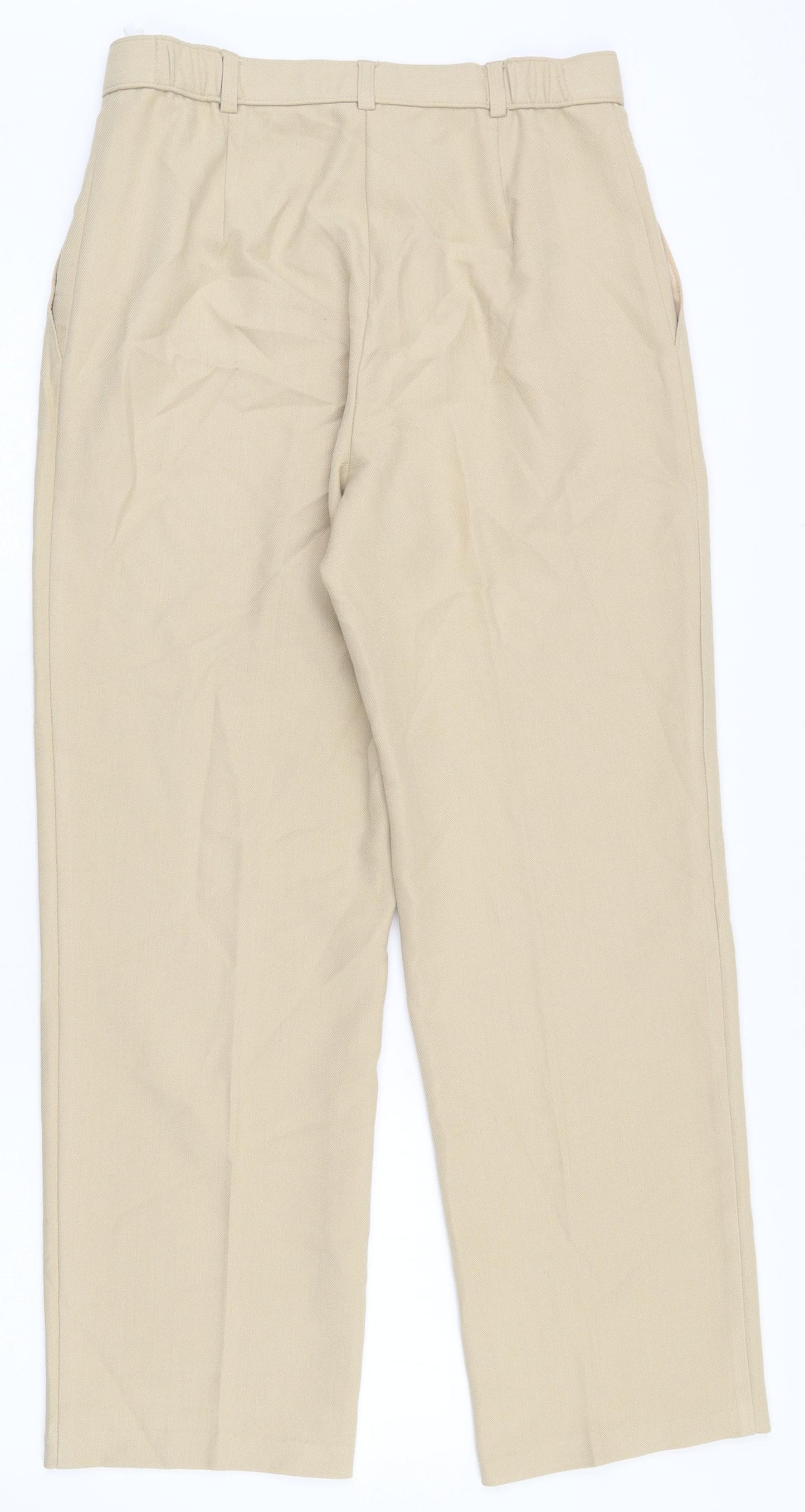 Marks and Spencer Womens Beige  Polyester Capri Trousers Size 10 L27 in Regular Zip