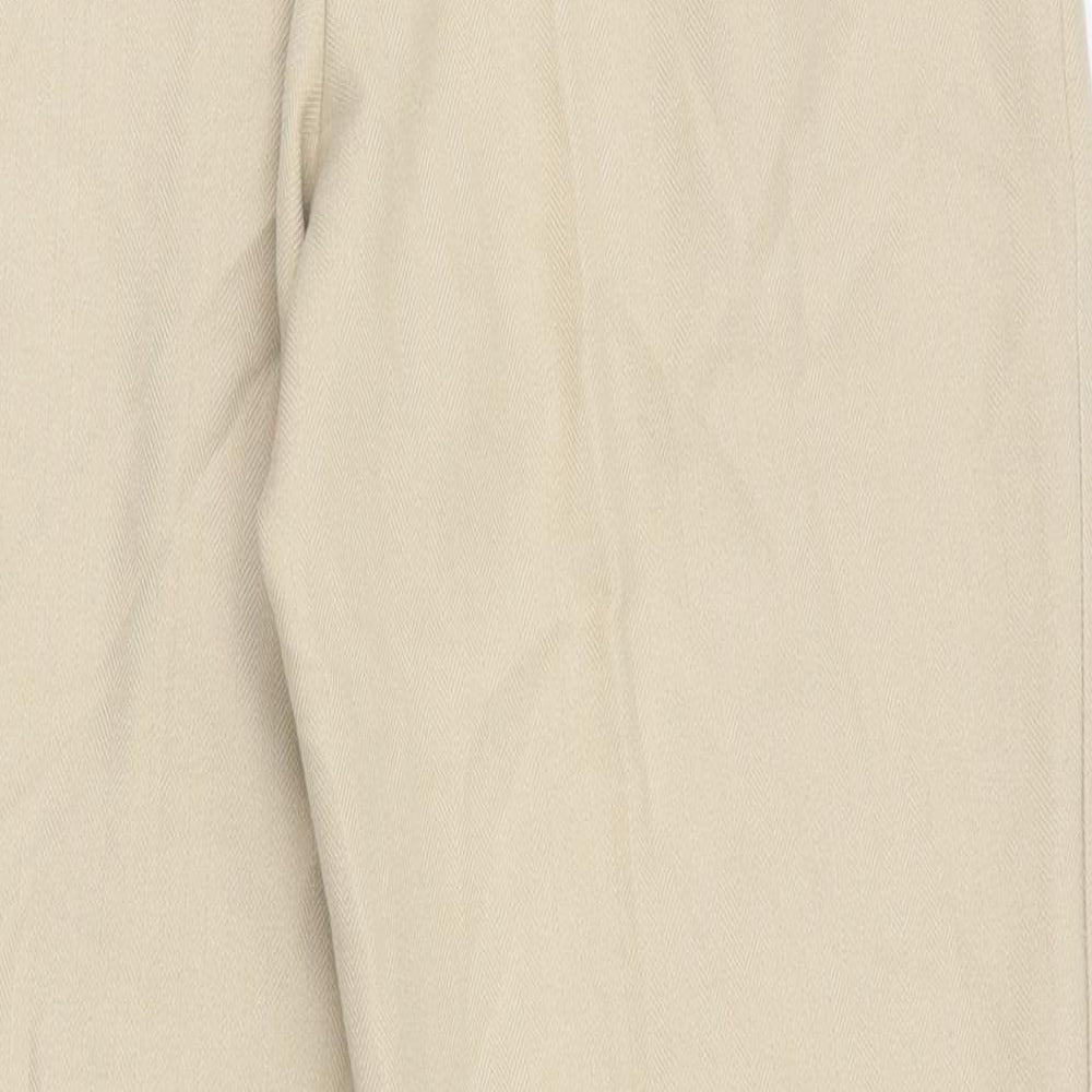 Marks and Spencer Womens Beige  Polyester Capri Trousers Size 10 L27 in Regular Zip