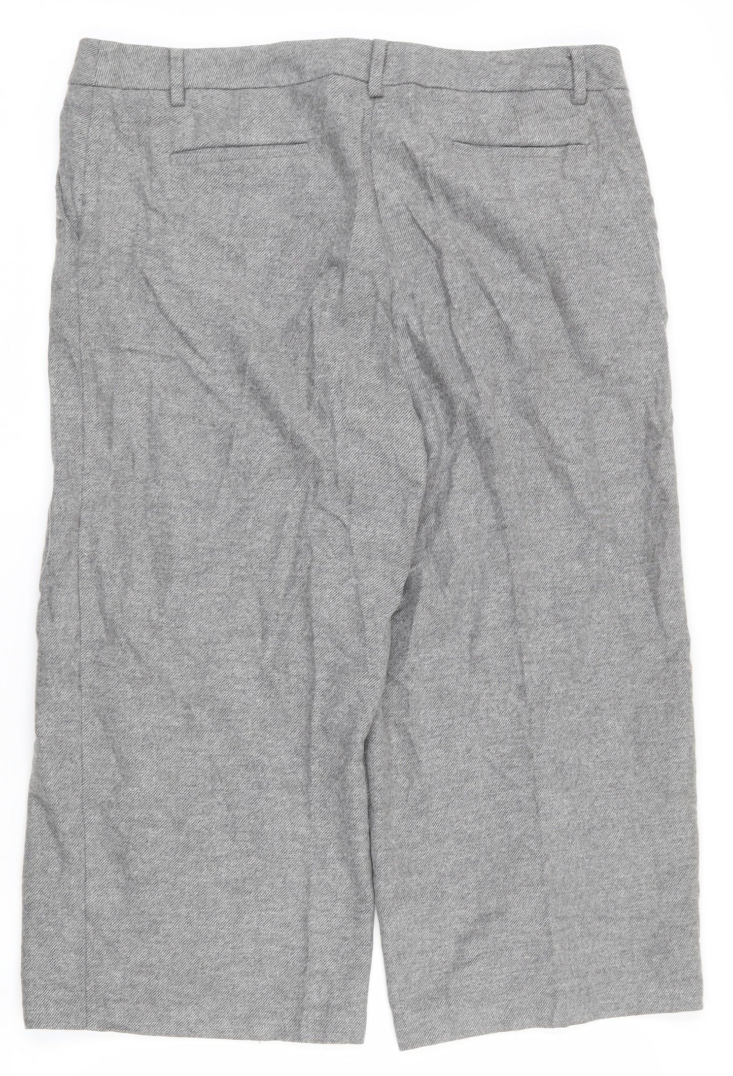 Marks and Spencer Womens Grey  Wool Pedal Pusher Trousers Size 16 L21 in Regular Zip
