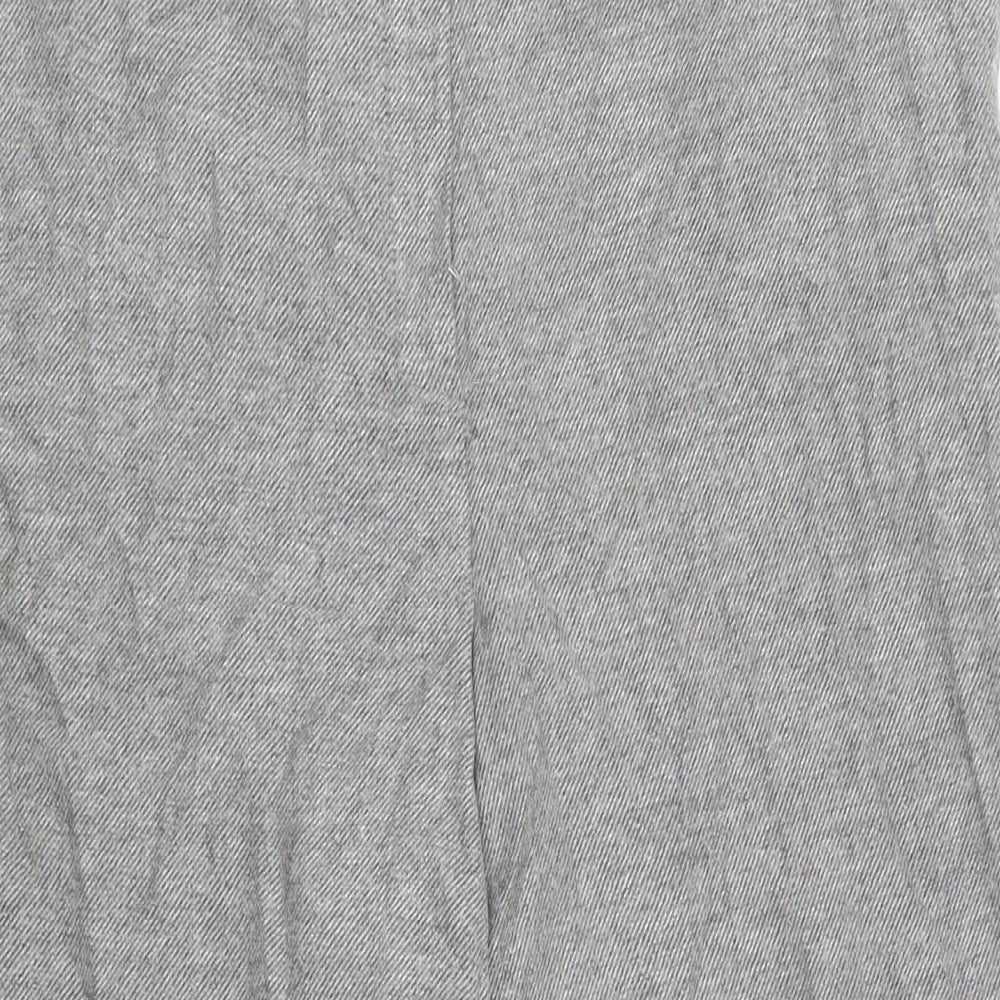 Marks and Spencer Womens Grey  Wool Pedal Pusher Trousers Size 16 L21 in Regular Zip