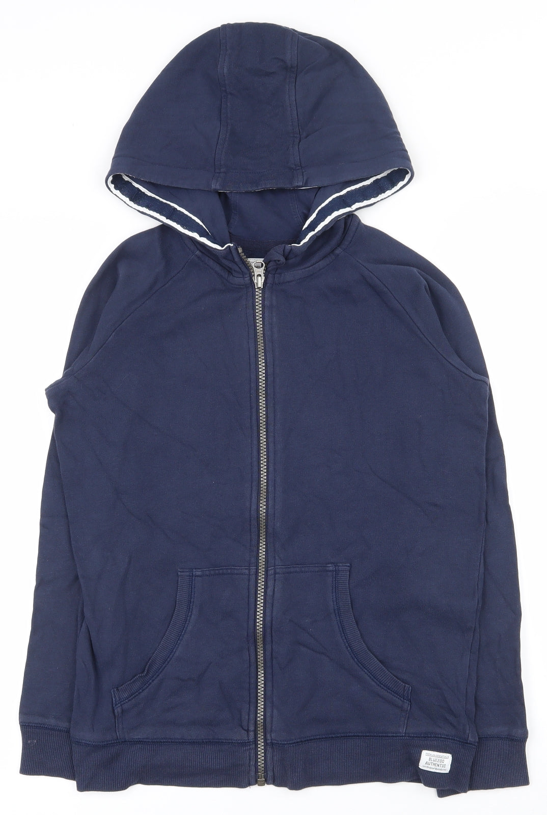 Blue Zoo Boys Blue  100% Cotton Full Zip Hoodie Size 11-12 Years  Zip