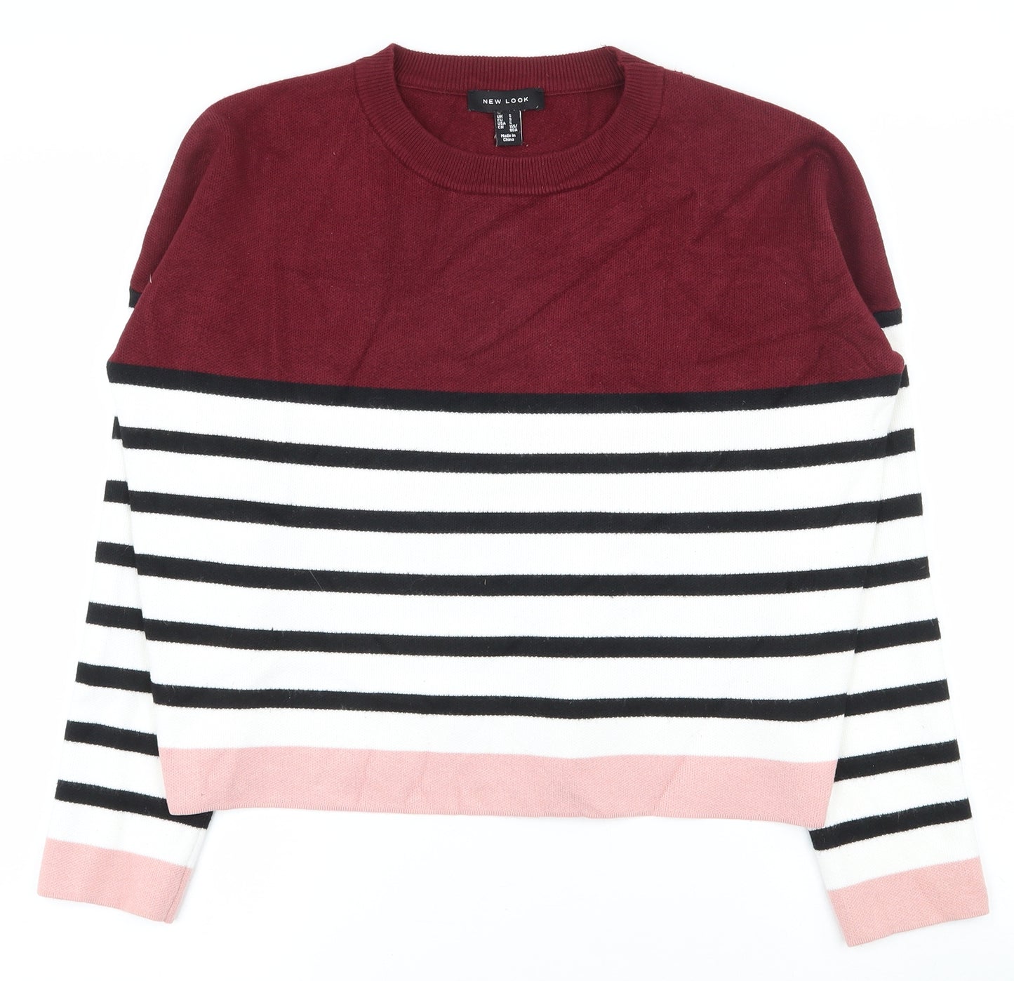 New Look Womens Multicoloured Round Neck Striped Viscose Pullover Jumper Size S