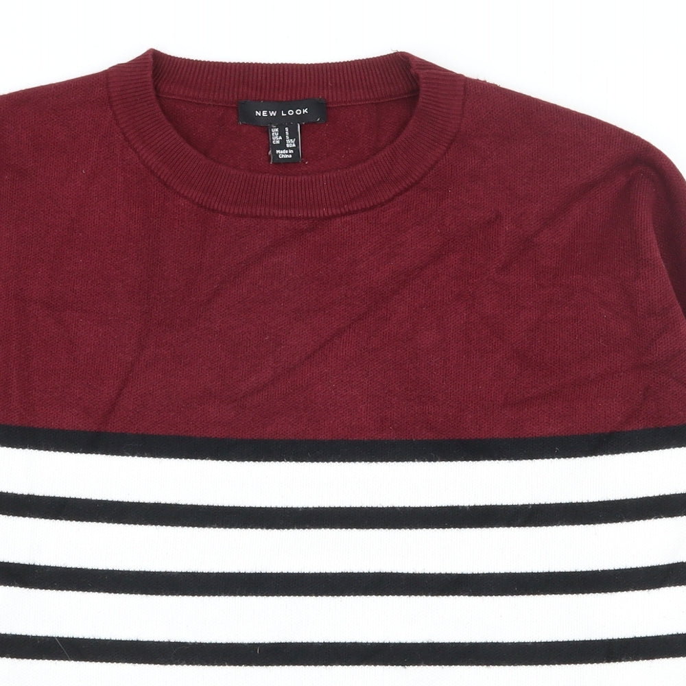 New Look Womens Multicoloured Round Neck Striped Viscose Pullover Jumper Size S