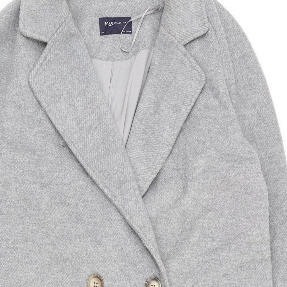 Marks and Spencer Womens Grey   Overcoat Coat Size 14  Button