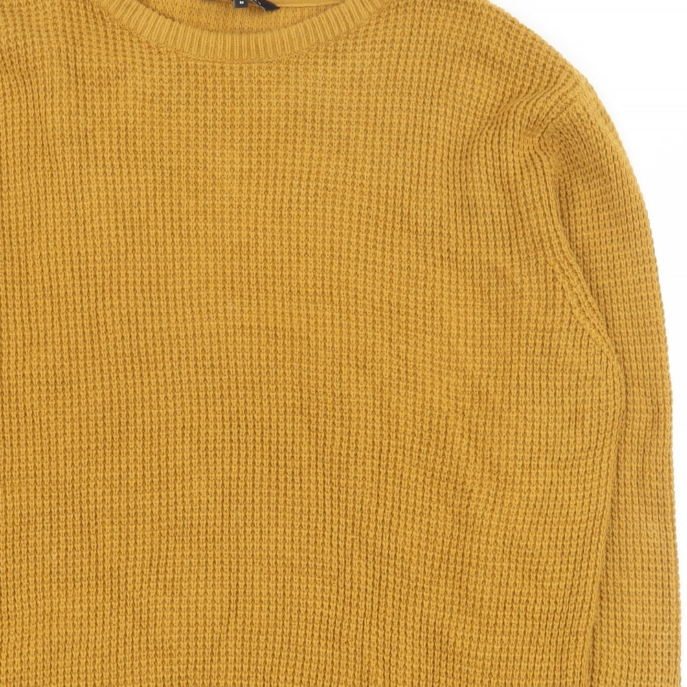 Peacocks Mens Yellow Round Neck  Acrylic Pullover Jumper Size M