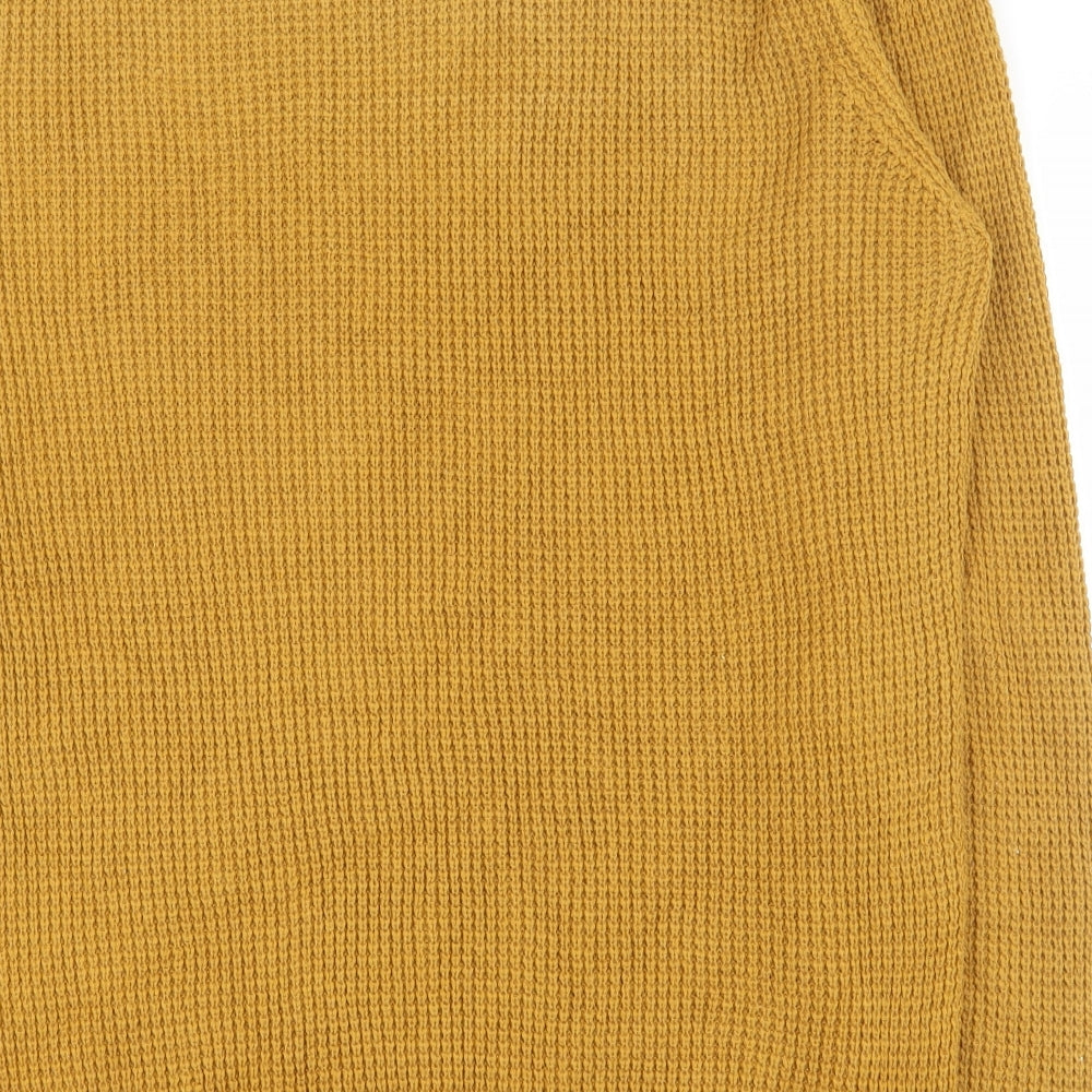 Peacocks Mens Yellow Round Neck  Acrylic Pullover Jumper Size M