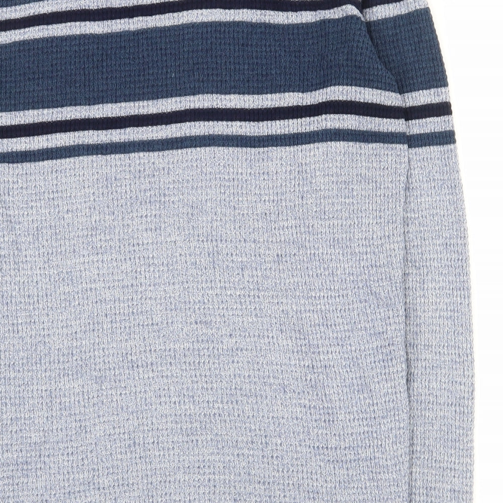 Primark Mens Blue Round Neck Striped Acrylic Pullover Jumper Size L
