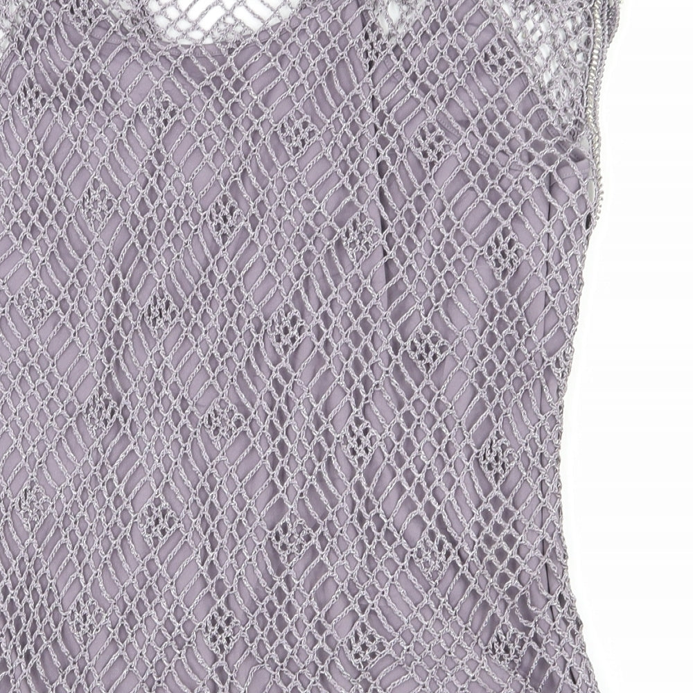 NEXT Womens Purple  Viscose Basic T-Shirt Size 16 V-Neck