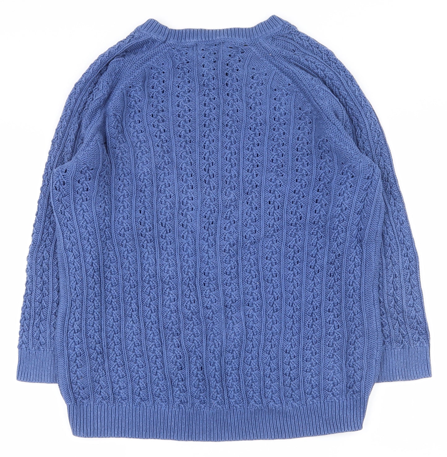 Papaya Womens Blue Round Neck  100% Cotton Pullover Jumper Size L