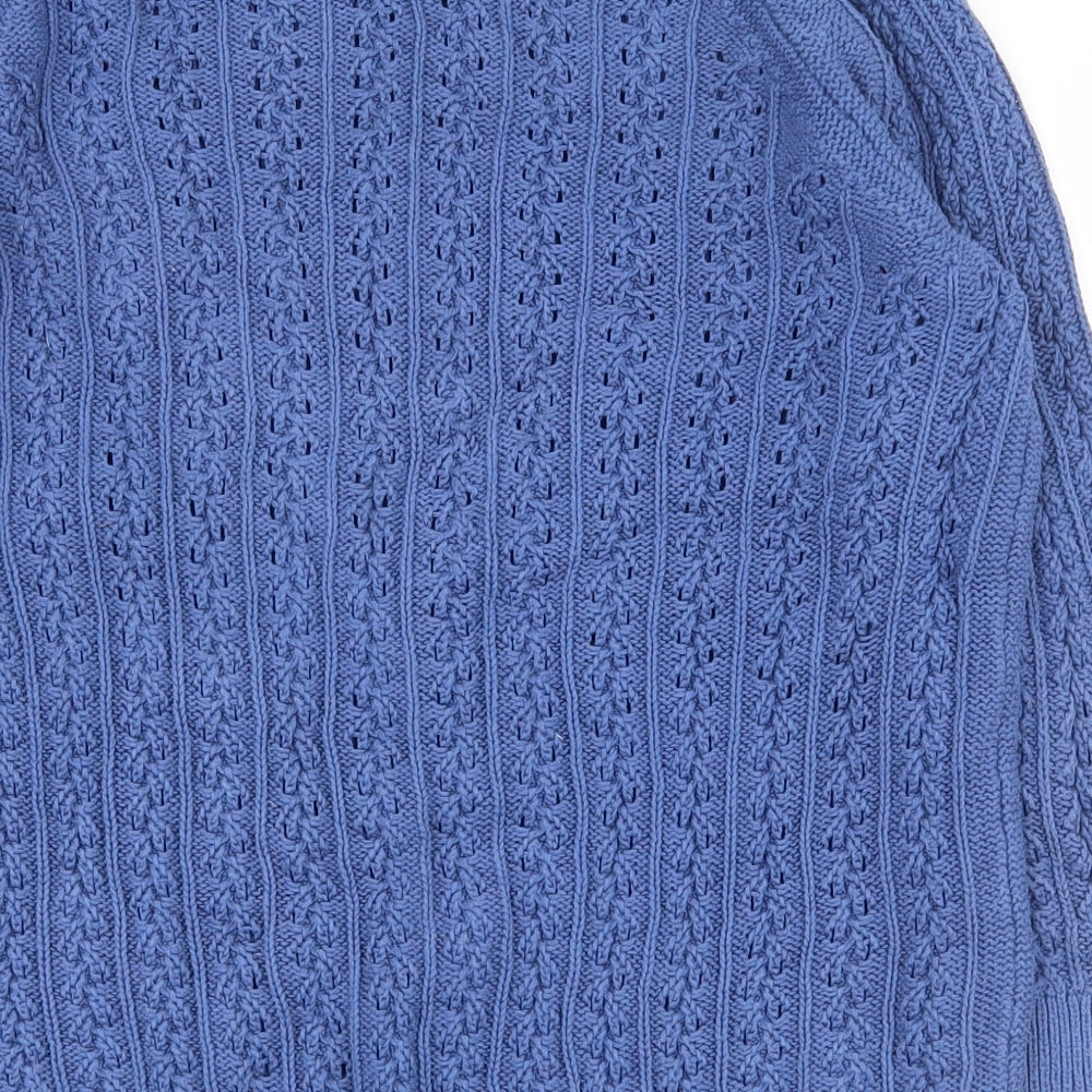 Papaya Womens Blue Round Neck  100% Cotton Pullover Jumper Size L