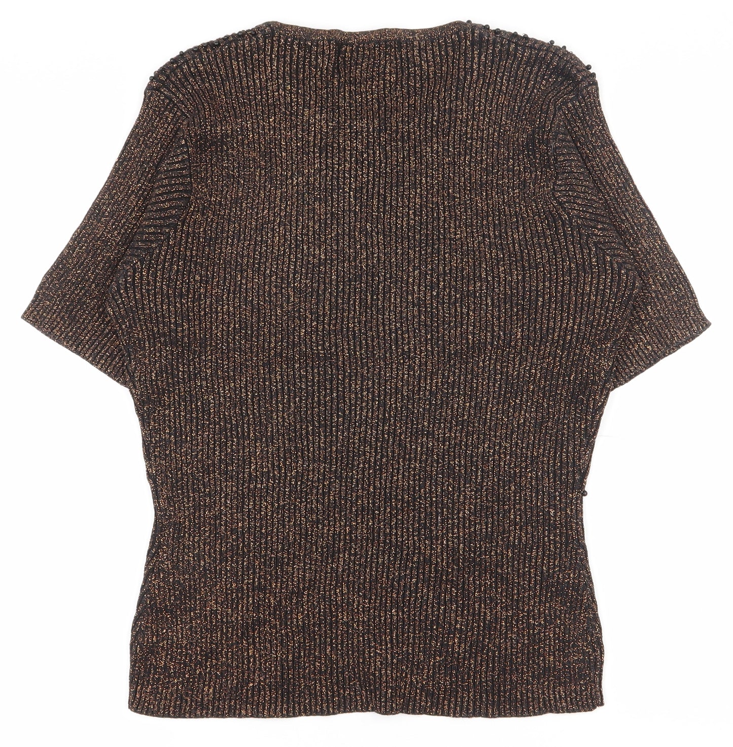 casamia Womens Gold  Ramie Basic T-Shirt One Size Round Neck