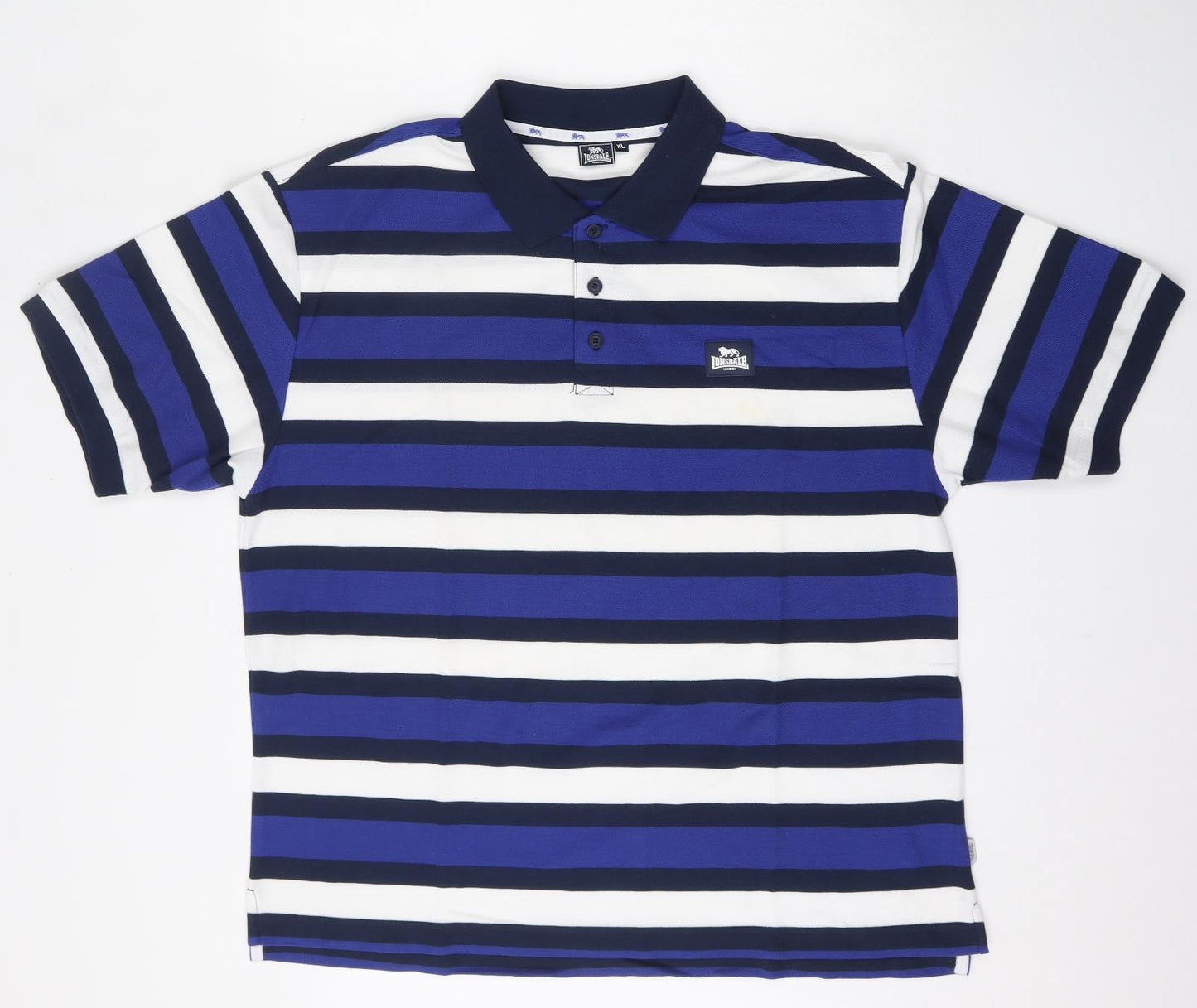 Lonsdale Mens Multicoloured Striped Polyester  Polo Size XL Collared Button