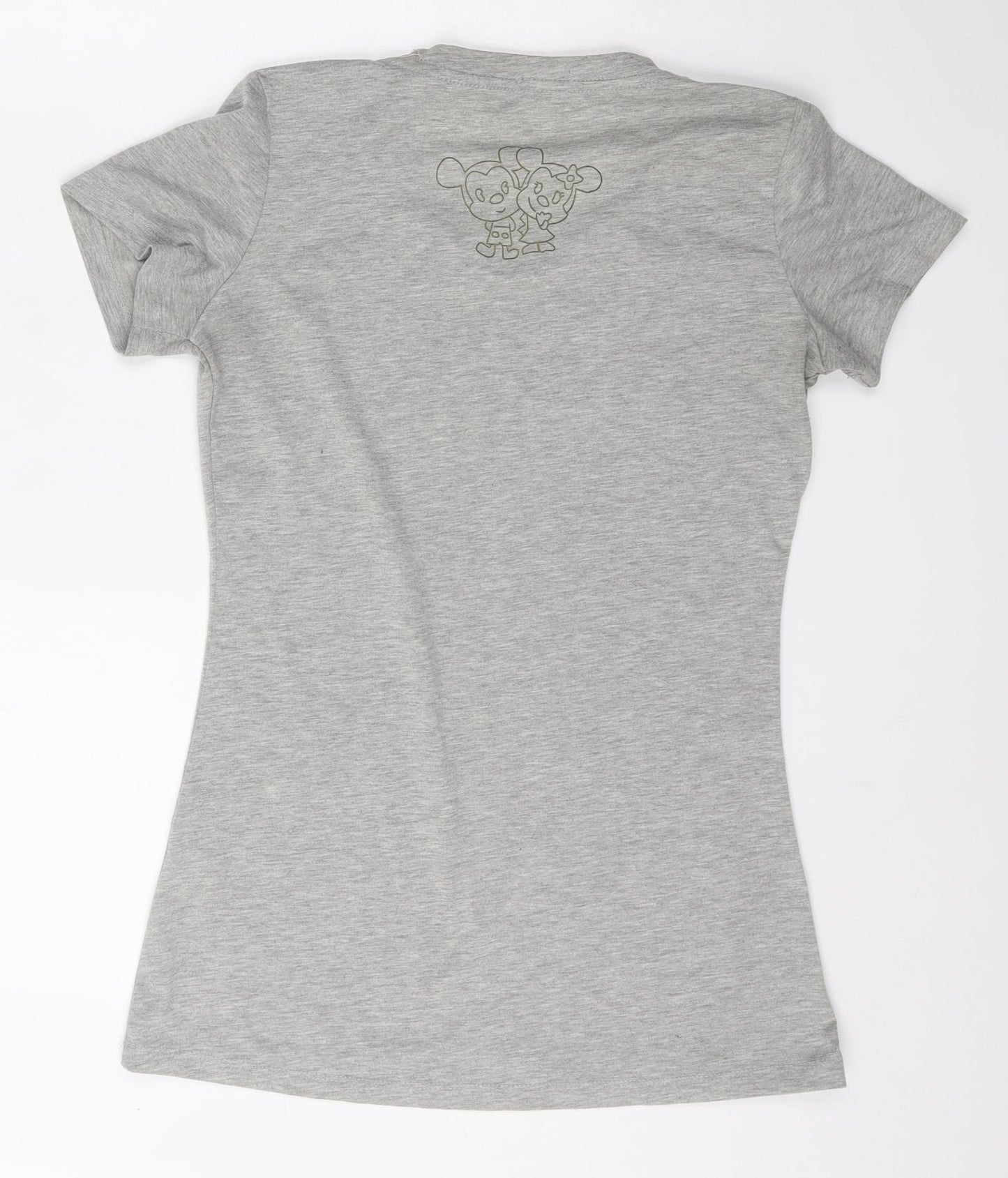 Quiz Womens Grey  Polyester Basic T-Shirt Size M Round Neck - Longline