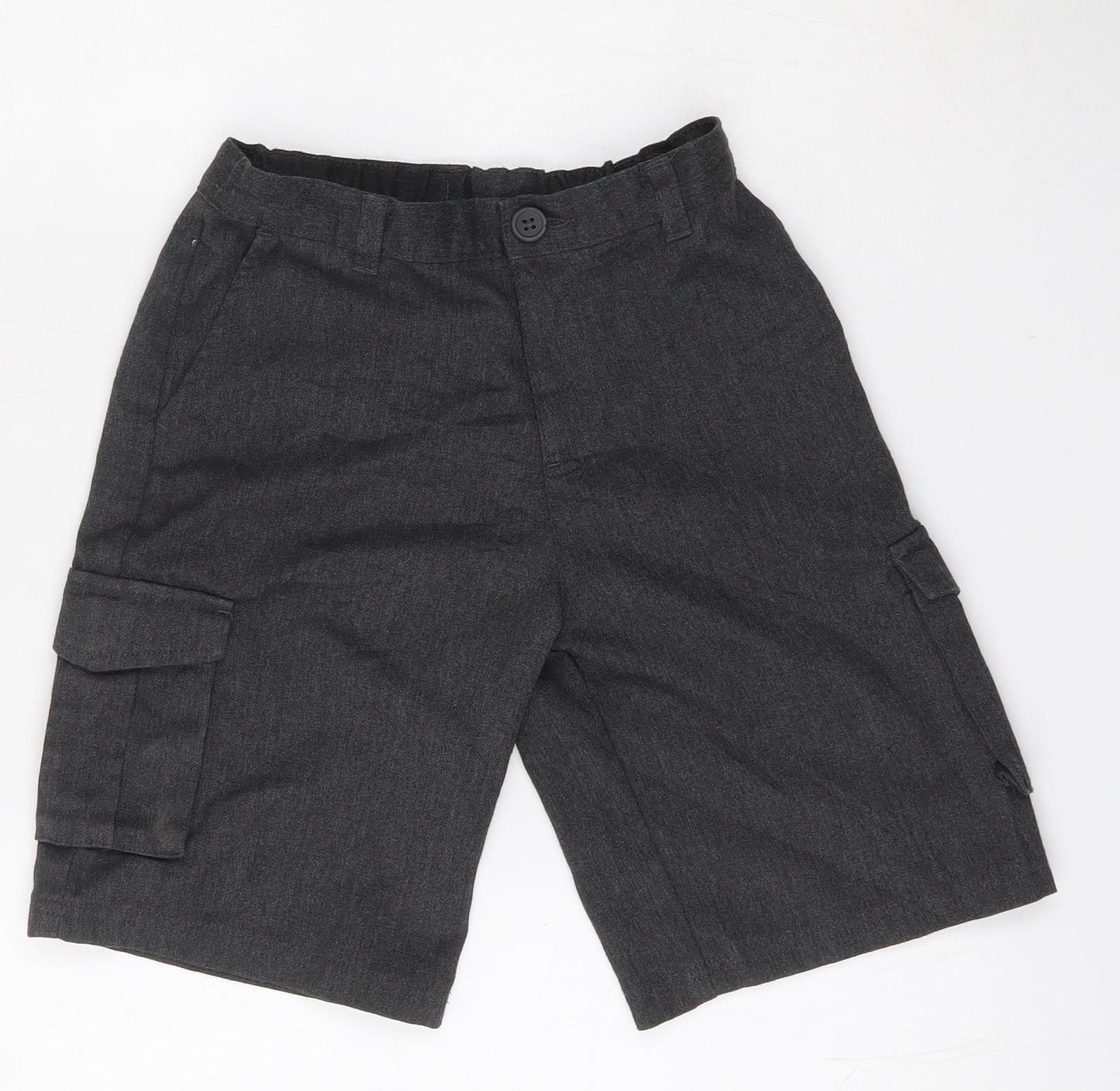 George Boys Grey  Polyester Cargo Shorts Size 9 Years  Regular Zip - School