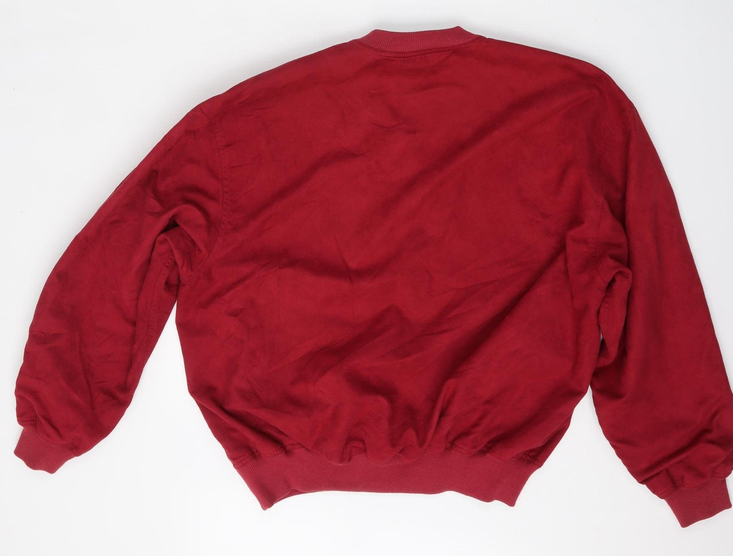 Monterey Club Mens Red V-Neck  Polyester Cardigan Jumper Size L
