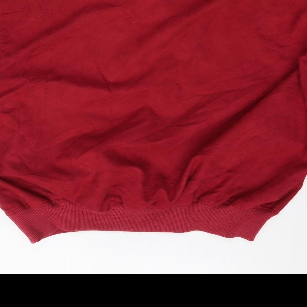 Monterey Club Mens Red V-Neck  Polyester Cardigan Jumper Size L
