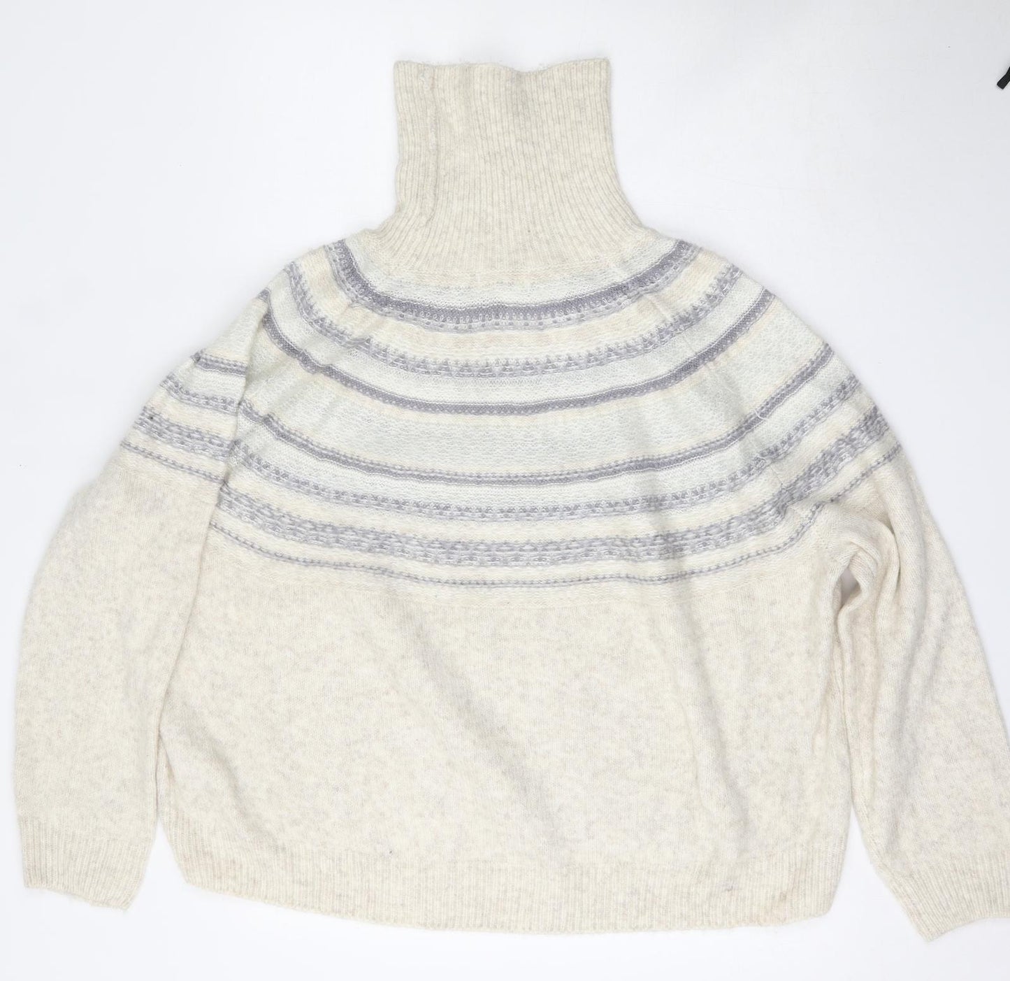 H&M Womens Multicoloured Roll Neck Striped Acrylic Pullover Jumper Size XL