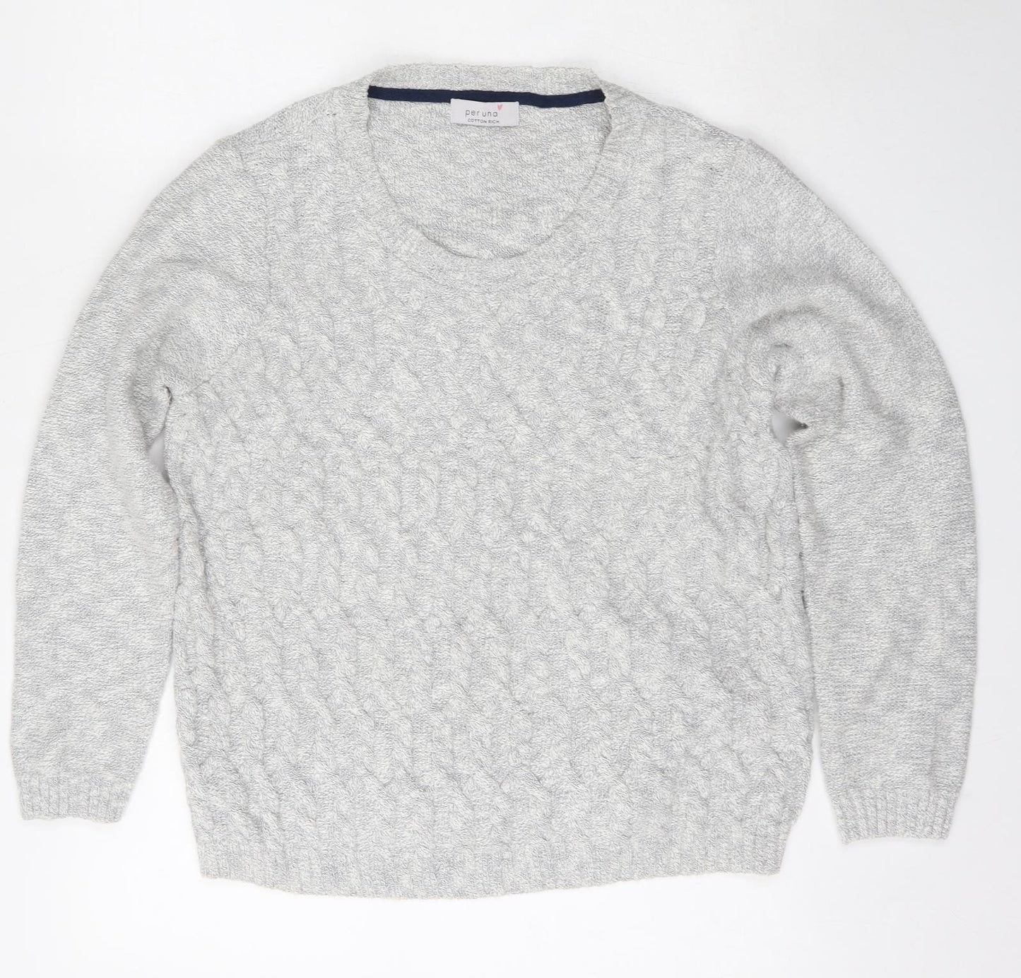 Per Una Womens Grey Round Neck  Cotton Pullover Jumper