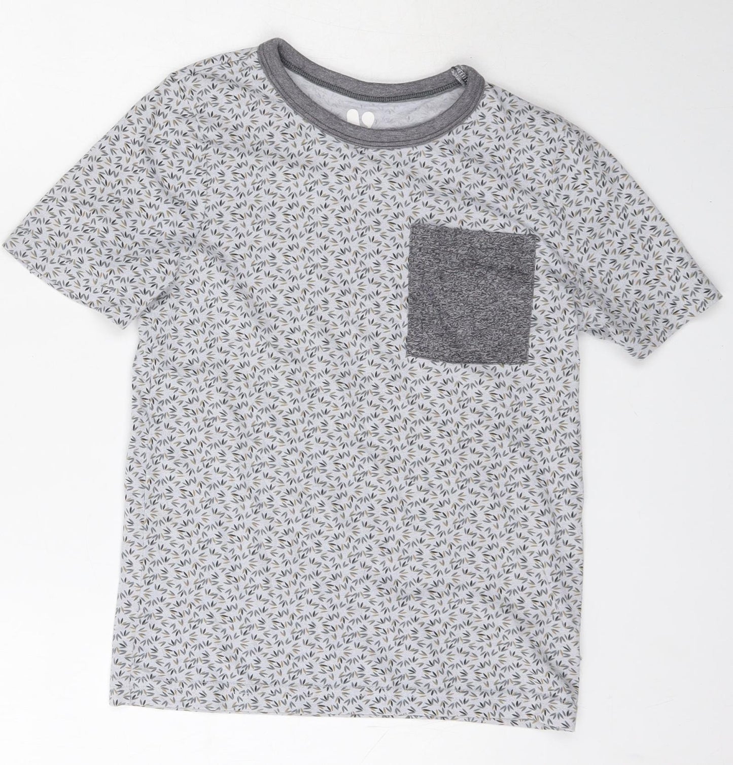 Very Boys Grey  Cotton Basic T-Shirt Size 7 Years Round Neck