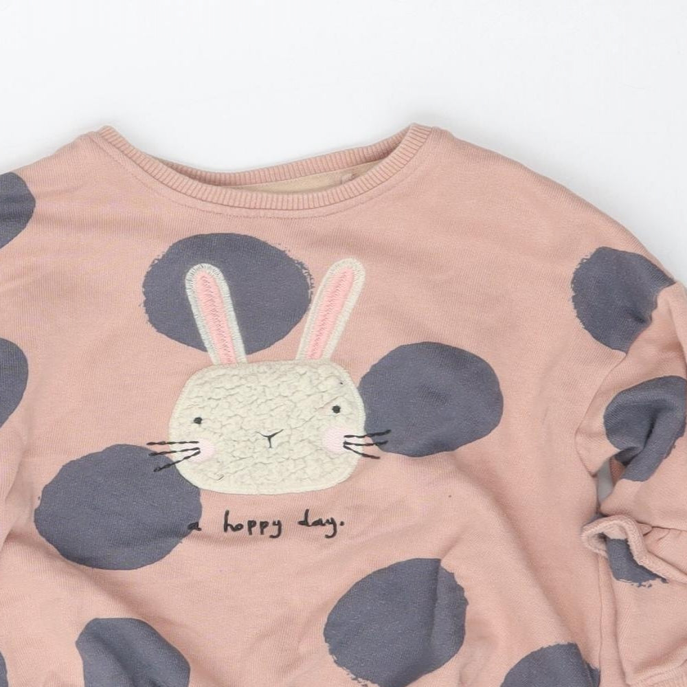 NEXT Girls Pink  Cotton Pullover Sweatshirt Size 3 Years